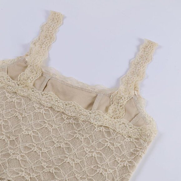 Vintage Inspired Sheer Lace Bustier Tank Top 3P [Brown/Black/Beige] - Picture 10 of 13